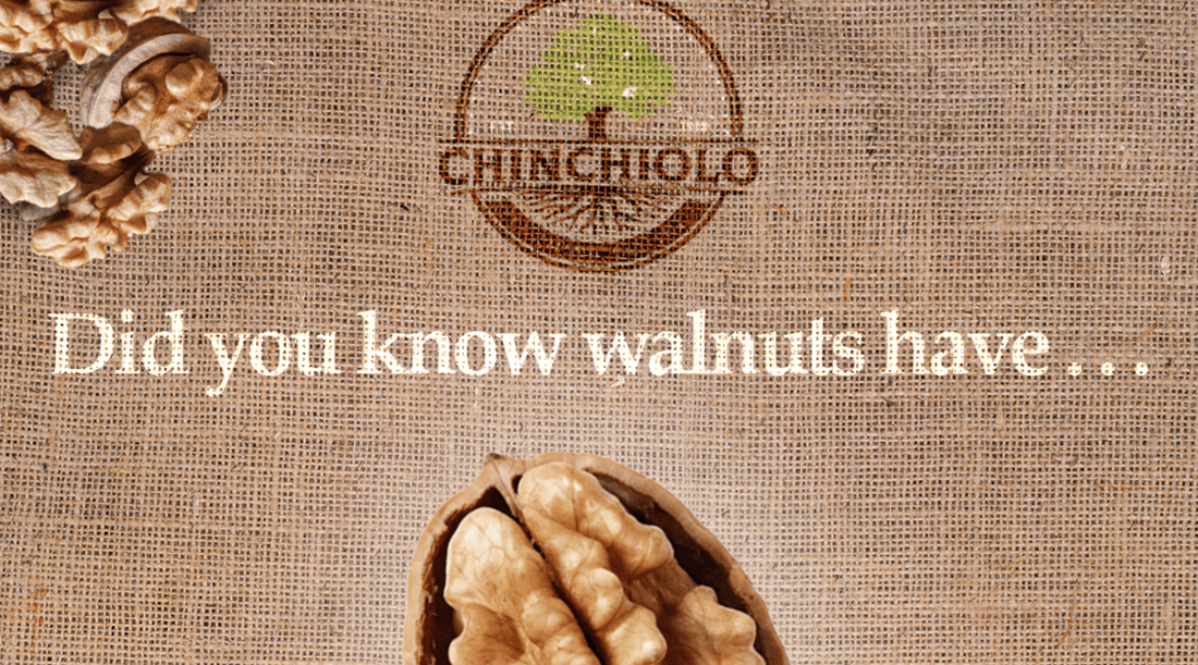 Walnut Benefits graphic showing walnuts with text Did you know walnuts have.